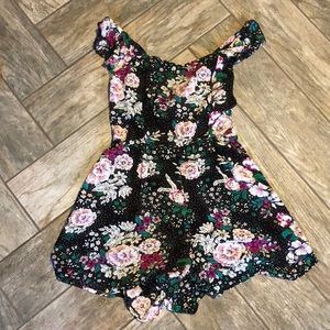 Black and Flora Romper